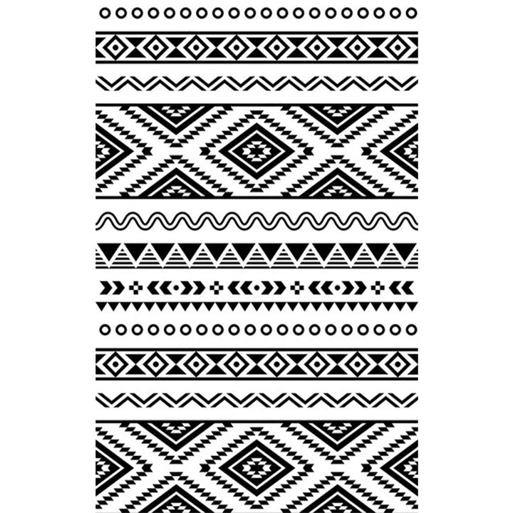 Lisslune | Country Tribal Washable Rug Black and White Ethnic Geometric Rug Stain Resistant Polyester Rug for the Living Room