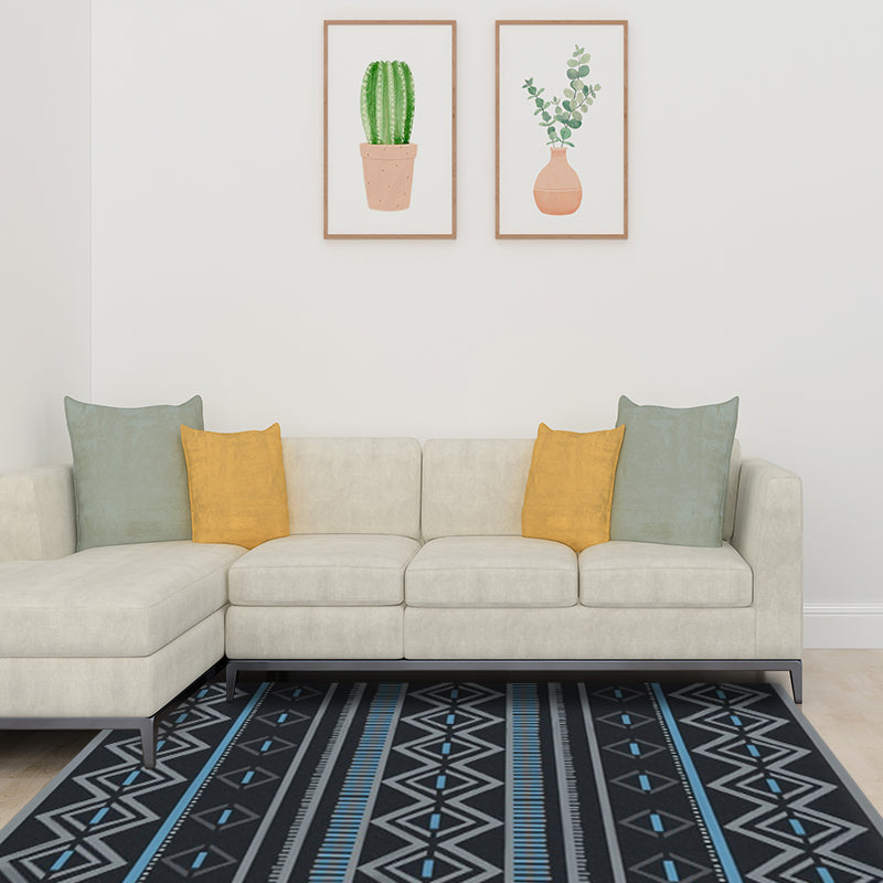 Lisslune | Warmer Brown Americana Tribal Rug Striped Geometric Polyester Pet Friendly Stain Resistant Area Rug for Accent Area