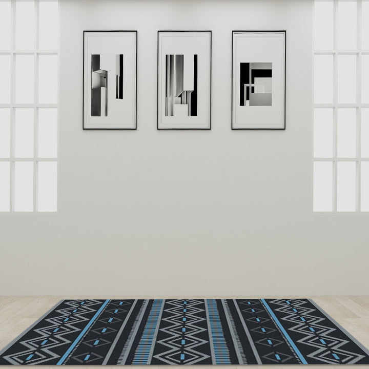 Lisslune | Warmer Brown Americana Tribal Rug Striped Geometric Polyester Pet Friendly Stain Resistant Area Rug for Accent Area