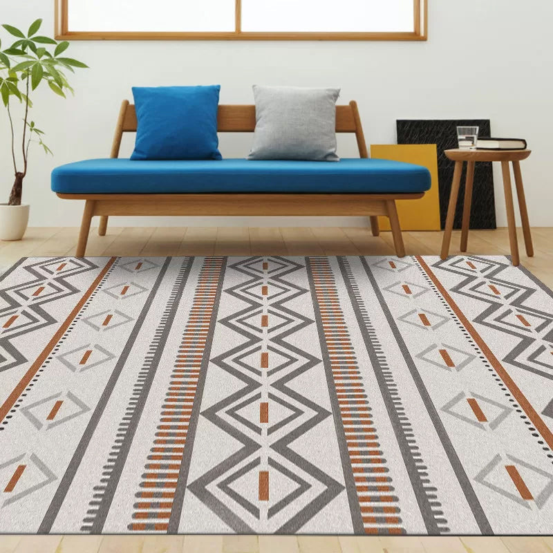 Lisslune | Warmer Brown Americana Tribal Rug Striped Geometric Polyester Pet Friendly Stain Resistant Area Rug for Accent Area