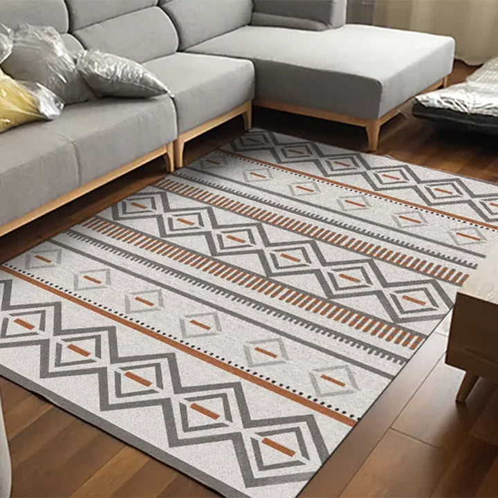 Lisslune | Warmer Brown Americana Tribal Rug Striped Geometric Polyester Pet Friendly Stain Resistant Area Rug for Accent Area