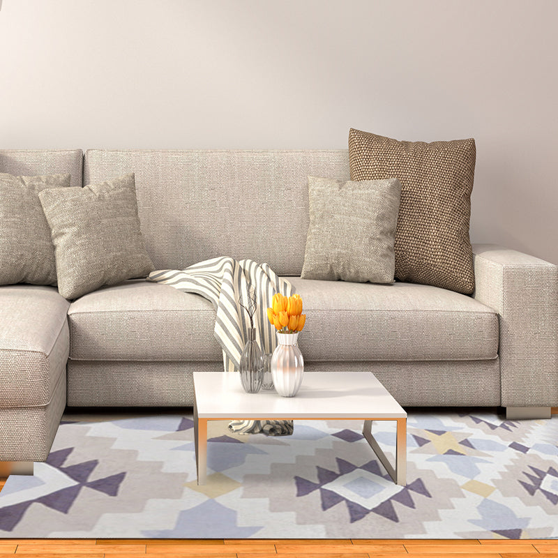 Lisslune | Southwestern Aztec Tokens Tribal Rug with Geometric Diamond Synthetic Anti-slip Pet-friendly Area Rug for Living Room