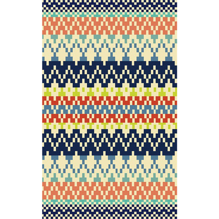 Lisslune | Southwest Striped Tribal Geometric Carpet Stain Resistant Power Loom Area Rug for Bedroom in Green and Orange
