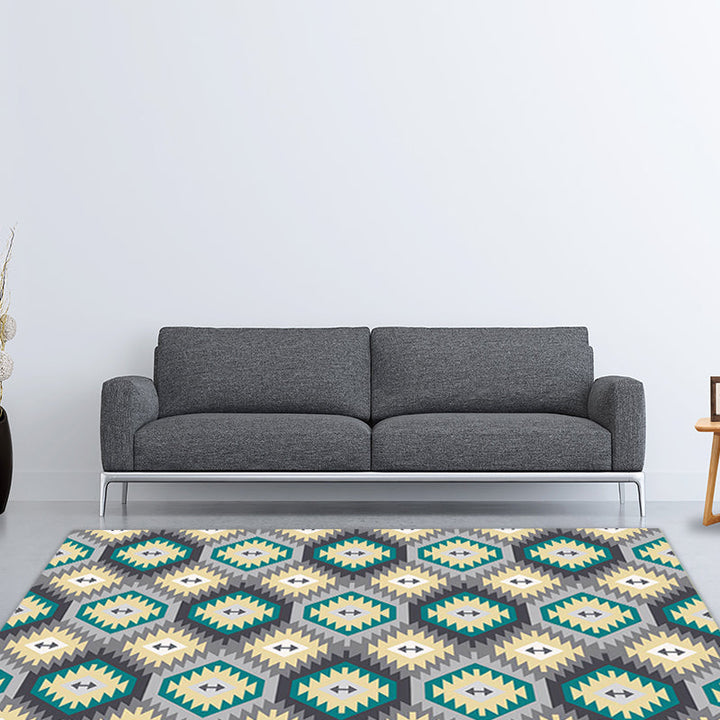 Lisslune | Tribal Gabbeh Abstract Rug Diamond Geometric Rug Polyester Washable Non-Slip Stain-Resistant Rug for the Bedroom