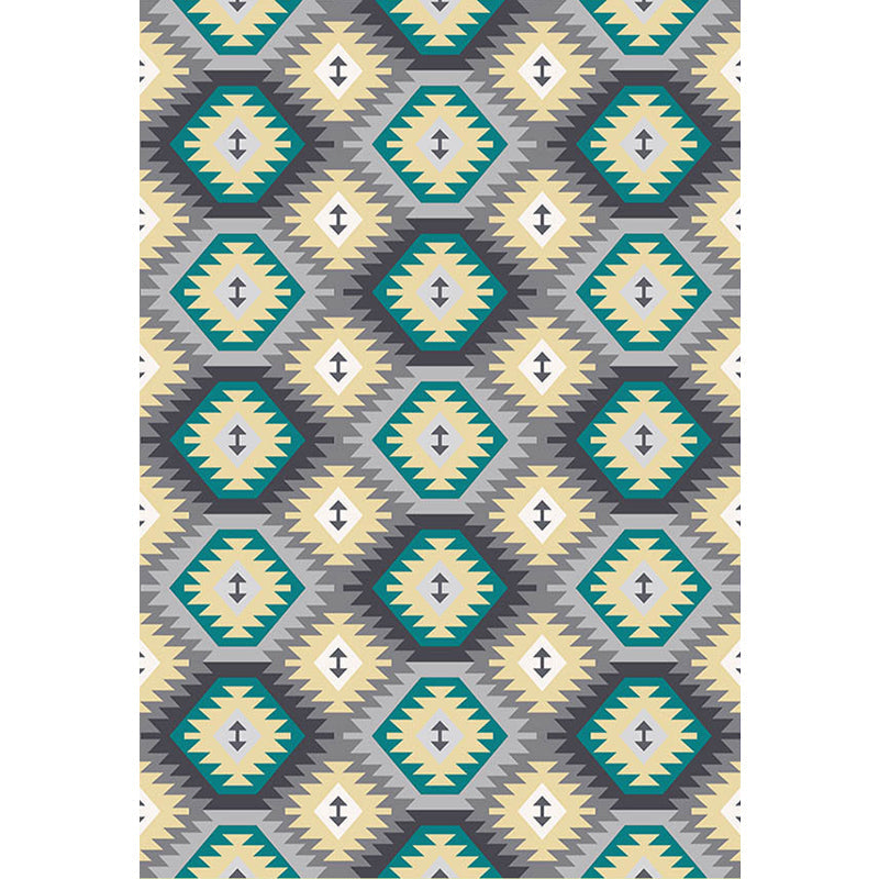 Lisslune | Tribal Gabbeh Abstract Rug Diamond Geometric Rug Polyester Washable Non-Slip Stain-Resistant Rug for the Bedroom