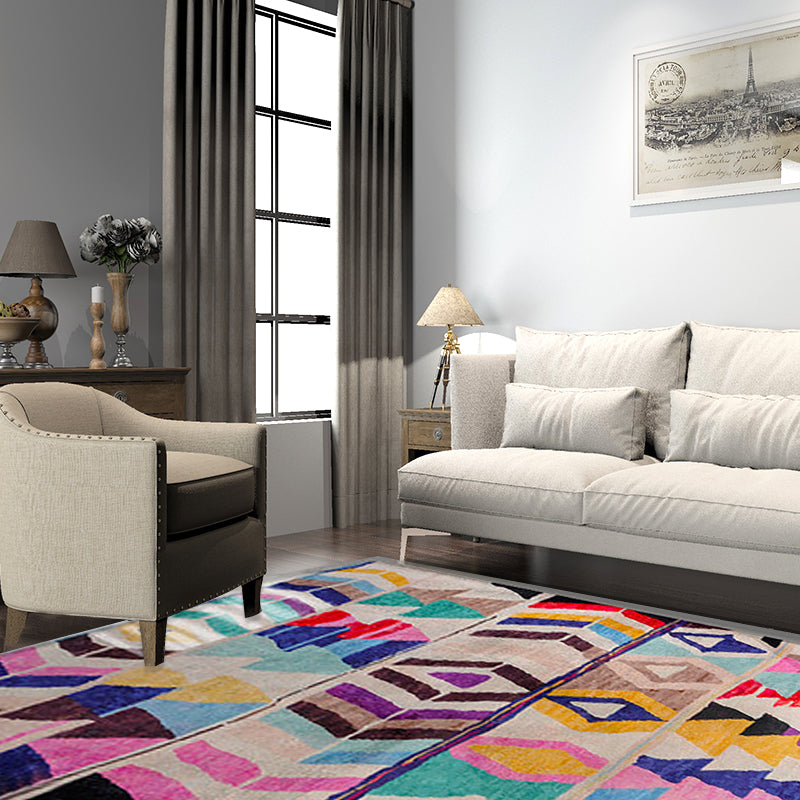 Lisslune | Southwest abstract colorful striped chevron carpet tribal geometric lance tip fabric stain-resistant area rug for bedroom