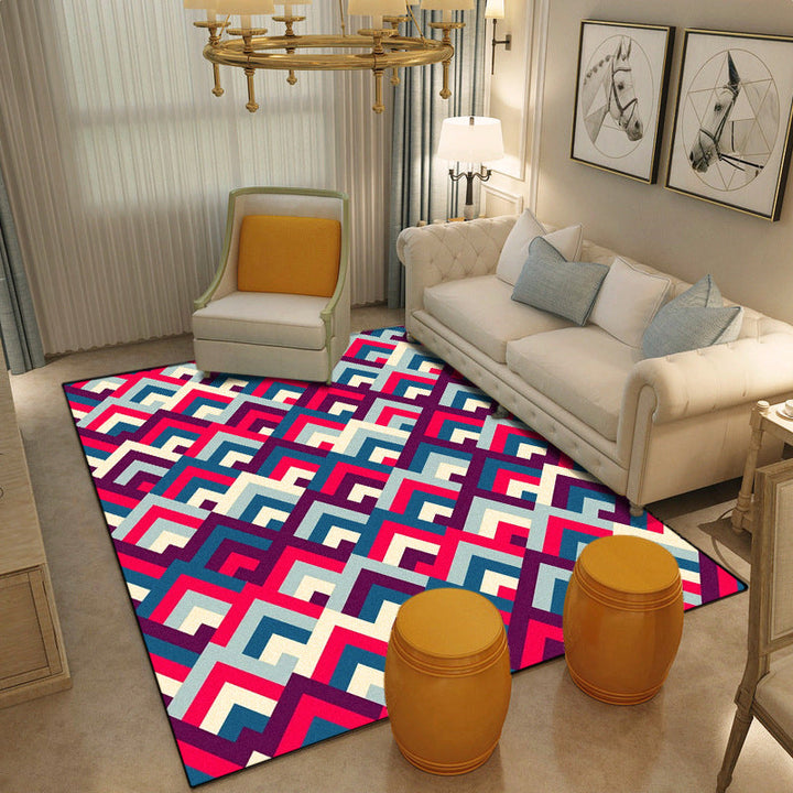 Lisslune | Southwest Colorful Geometric Carpet Polyester Washable Non-Slip Stain Resistant Carpet for Bedroom