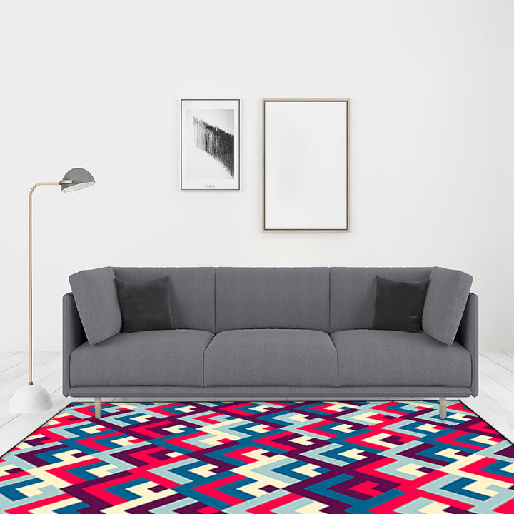 Lisslune | Southwest Colorful Geometric Carpet Polyester Washable Non-Slip Stain Resistant Carpet for Bedroom