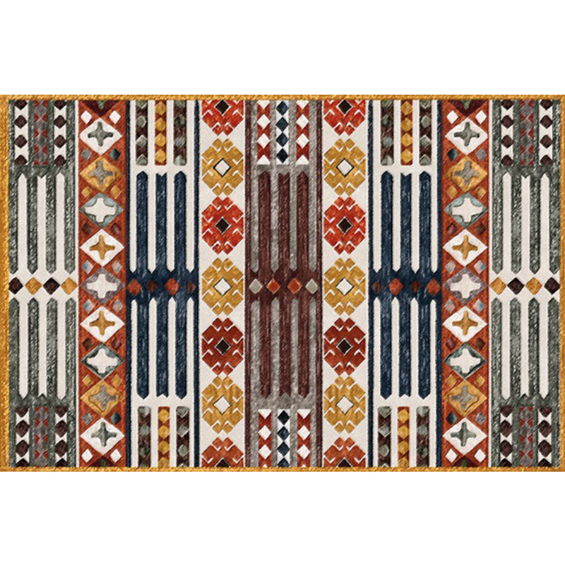 Lisslune | Brown Carnival Tribal Carpet Striped Geometric Flooring Carpet Fabric Non-Slip Powerloom Carpet for the Living Room