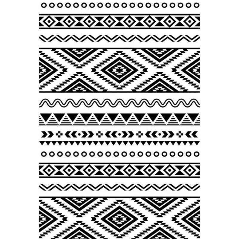 Lisslune | Diamond geometric rug southwestern area rug for bedroom Black and White Power Loom washable floor rug