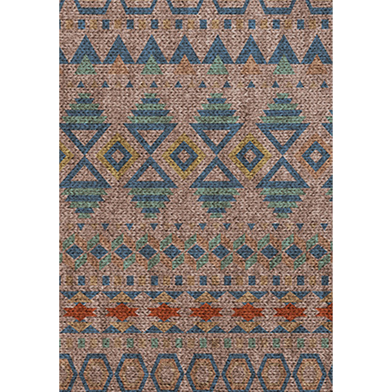 Lisslune | Braided rustic American rug brown washable area rug for bedroom geometric hunting stain-resistant rug