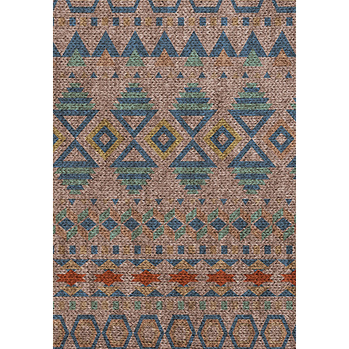 Lisslune | Braided rustic American rug brown washable area rug for bedroom geometric hunting stain-resistant rug