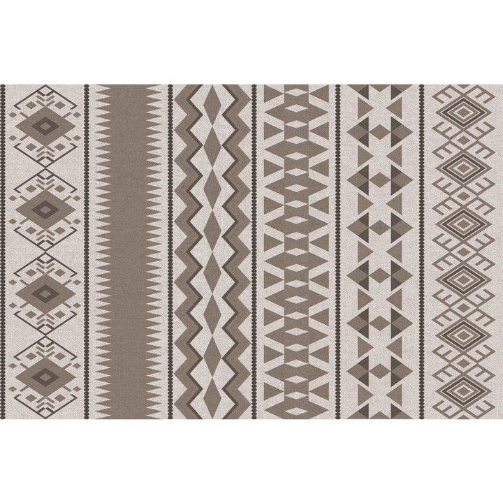 Lisslune | Southwestern tribal brown carpet striped geometric diamond washable stain-resistant synthetic carpet for the living room