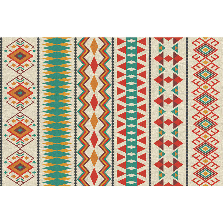 Lisslune | Indian Tribal Orange and Green Rug Striped Geometric Area Rug Fabri Pet Friendly Stain Resistant Indoor Carpet