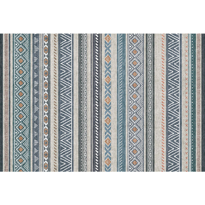 Lisslune | Bohemian Style Indoor Rug Striped Geometric Shine Rug with Zigzag Lines and Diamond Synthetic Non-Slip Rug