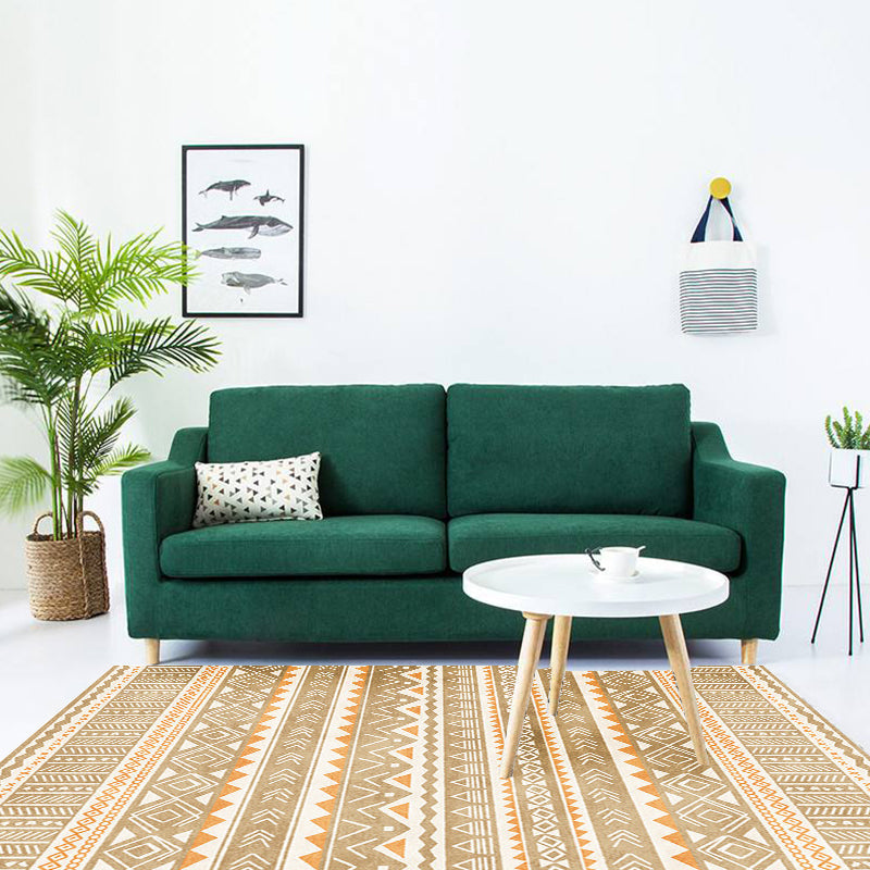 Lisslune | Indian America Area Rug Striped Diamond Geometric Synthetic Stain Resistant Power Loom Rug for the Area around the Fireplace