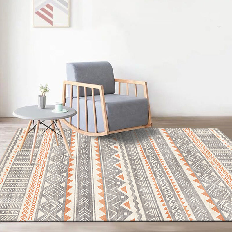 Lisslune | Indian America Area Rug Striped Diamond Geometric Synthetic Stain Resistant Power Loom Rug for the Area around the Fireplace