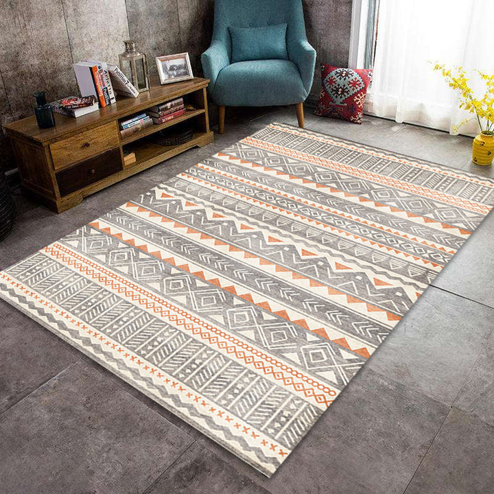 Lisslune | Indian America Area Rug Striped Diamond Geometric Synthetic Stain Resistant Power Loom Rug for the Area around the Fireplace