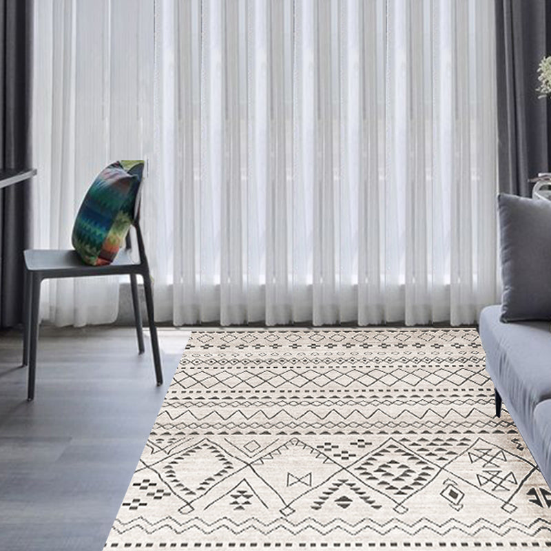 Lisslune | Southwestern Rug Simple Geometric Diamond Washable Rug for Bedroom Power Loom Washable Non-Slip Rug