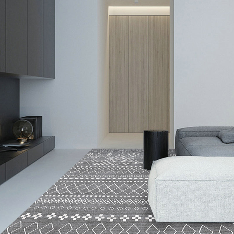 Lisslune | Southwestern Rug Simple Geometric Diamond Washable Rug for Bedroom Power Loom Washable Non-Slip Rug