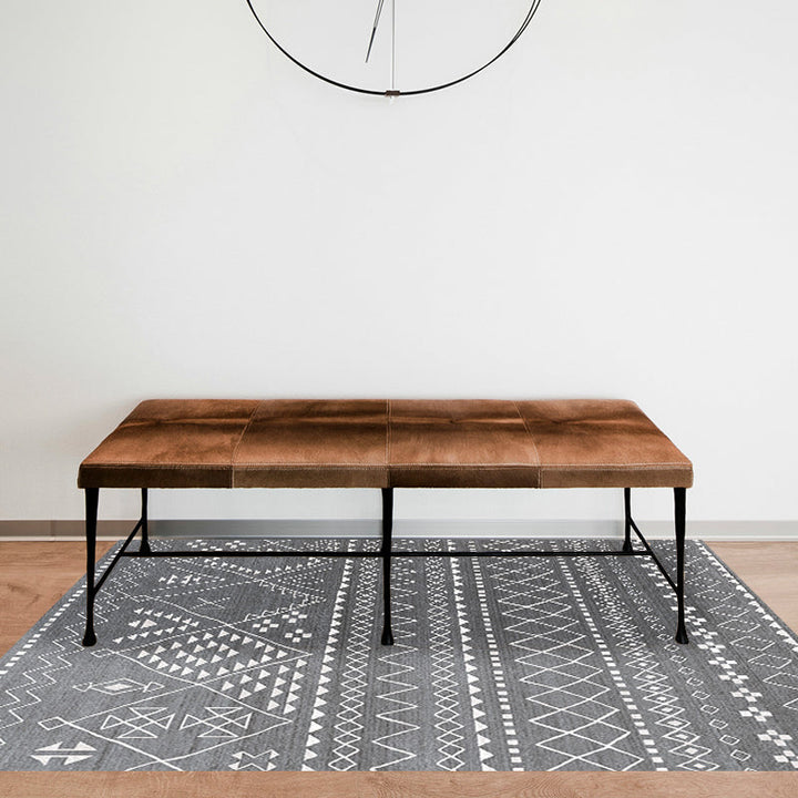 Lisslune | Southwestern Rug Simple Geometric Diamond Washable Rug for Bedroom Power Loom Washable Non-Slip Rug