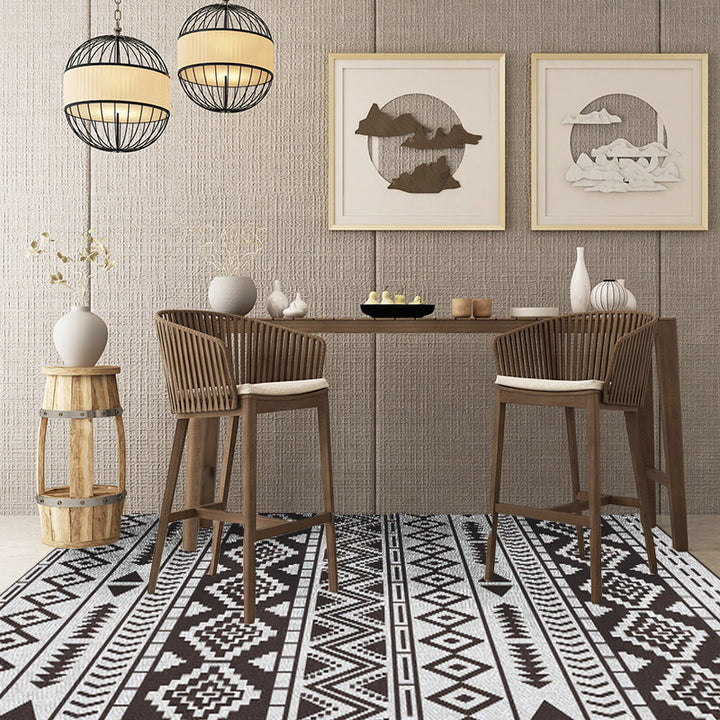 Lisslune | Brown Area Rug Southwestern Tribal Indian Diamond Geometric Rug Polyester Washable Non-Slip Stain Resistant Rug for the Area