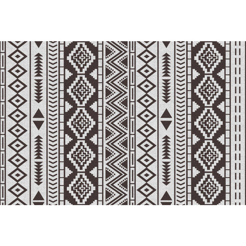 Lisslune | Brown Area Rug Southwestern Tribal Indian Diamond Geometric Rug Polyester Washable Non-Slip Stain Resistant Rug for the Area