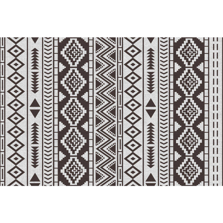 Lisslune | Brown Area Rug Southwestern Tribal Indian Diamond Geometric Rug Polyester Washable Non-Slip Stain Resistant Rug for the Area