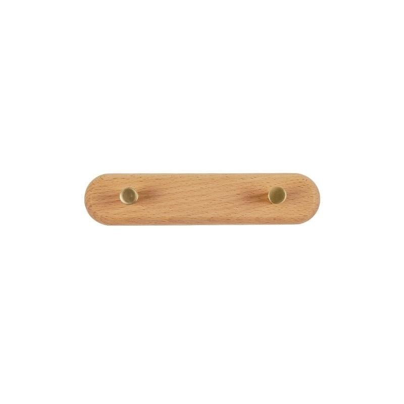 Lisslune | WandHout – Minimalistic wooden wall coat rack with brass hooks