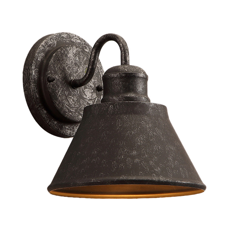 Lisslune | Metal Antique Black Wall Lights Drum/Trumpet Shade 1-Light Retro Rustic Wall Lamp Fixture