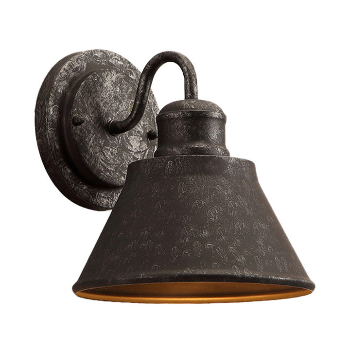 Lisslune | Metal Antique Black Wall Lights Drum/Trumpet Shade 1-Light Retro Rustic Wall Lamp Fixture