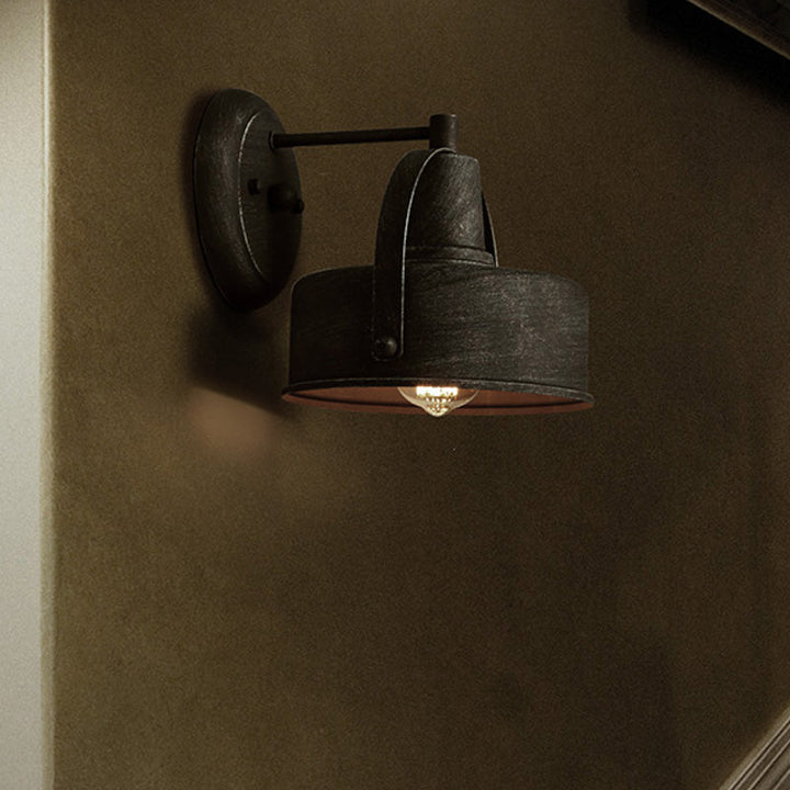 Lisslune | Metal Antique Black Wall Lights Drum/Trumpet Shade 1-Light Retro Rustic Wall Lamp Fixture