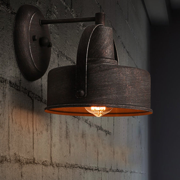 Lisslune | Metal Antique Black Wall Lights Drum/Trumpet Shade 1-Light Retro Rustic Wall Lamp Fixture