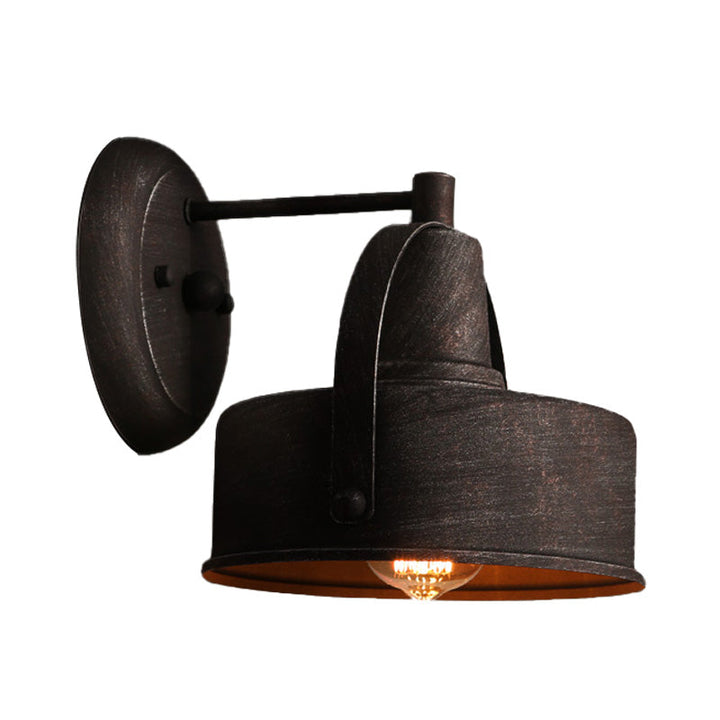 Lisslune | Metal Antique Black Wall Lights Drum/Trumpet Shade 1-Light Retro Rustic Wall Lamp Fixture