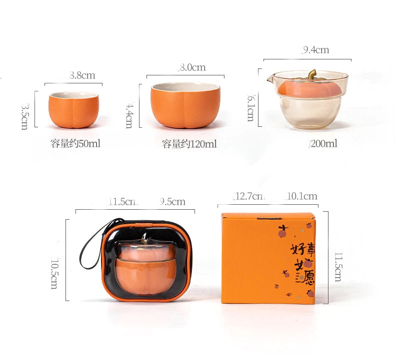 Lisslune | Mini Pumpkin Ceramic Teapot Set