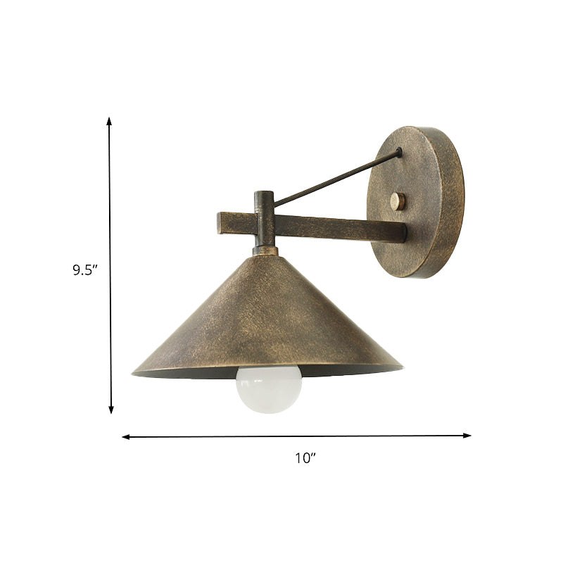 Lisslune | 1 Metal Wall Lamp Light Industrial Aged Silver/Bronze Cone Dining Room Lighting Fixture