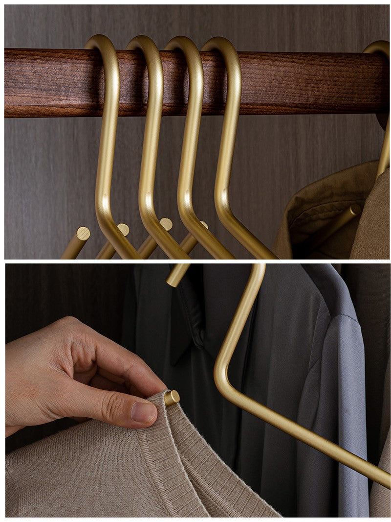 Lisslune | 5 pieces of hangers made of solid matte gold/silver │ Seamless wardrobe organizer made of metal