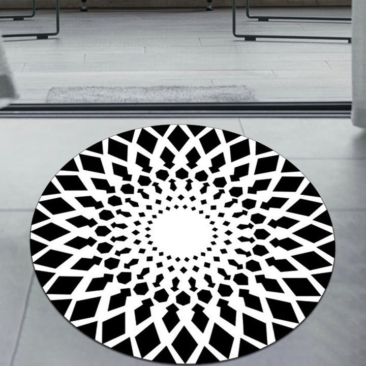 Lisslune | Black and White Moroccan Carpet Polyester Floral Carpet Non-Slip Back Carpet for Living Room