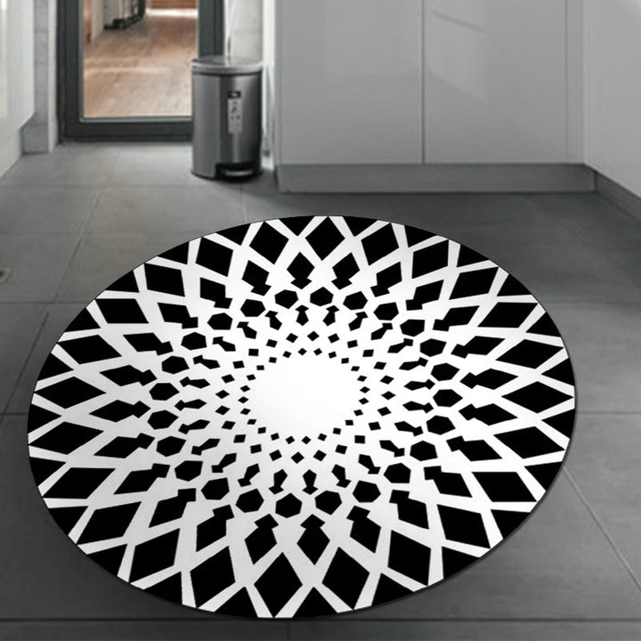 Lisslune | Black and White Moroccan Carpet Polyester Floral Carpet Non-Slip Back Carpet for Living Room
