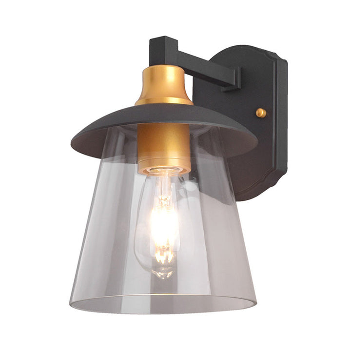 Lisslune | Clear Glass Black Wall Lamp Lighting Cylinder/Half Circle/Rectangle 1-Light Industrial Light Fixture, 6"/8" Wide