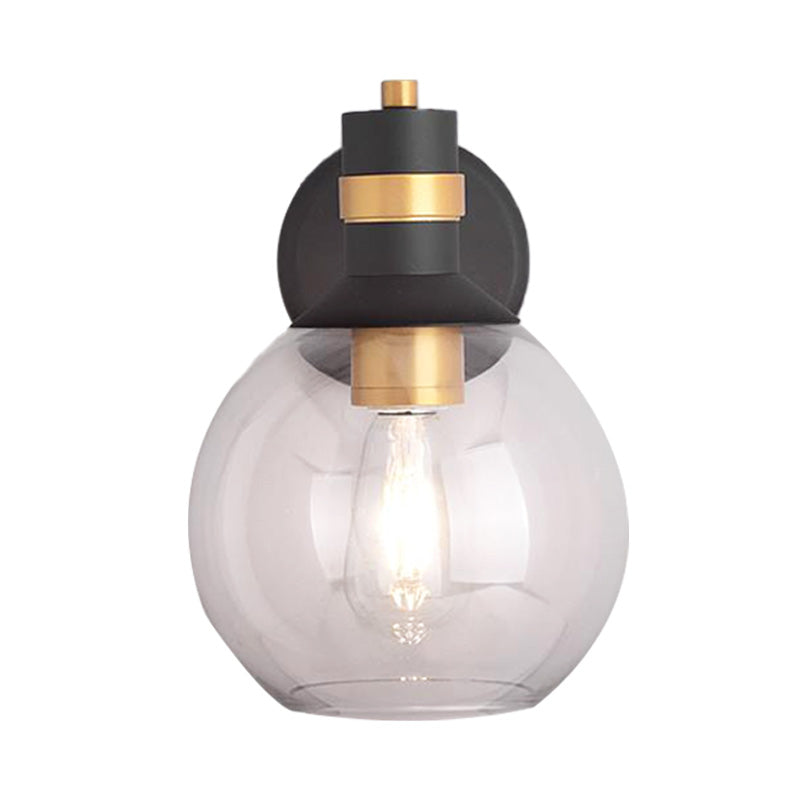 Lisslune | Clear Glass Black Wall Lamp Lighting Cylinder/Half Circle/Rectangle 1-Light Industrial Light Fixture, 6"/8" Wide