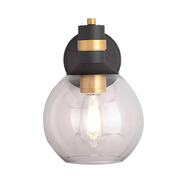 Lisslune | Clear Glass Black Wall Lamp Lighting Cylinder/Half Circle/Rectangle 1-Light Industrial Light Fixture, 6"/8" Wide