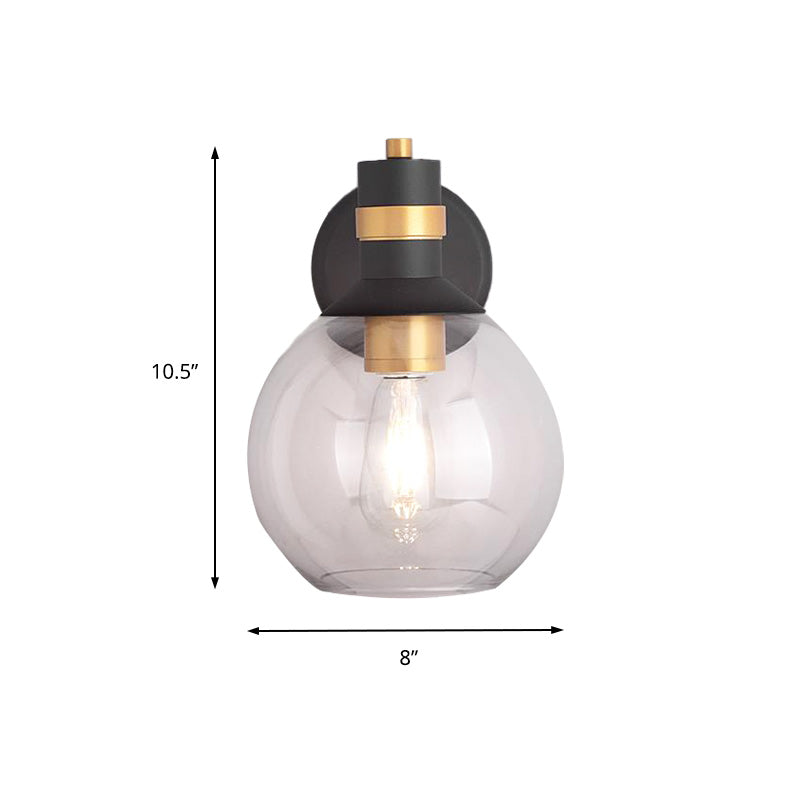 Lisslune | Clear Glass Black Wall Lamp Lighting Cylinder/Half Circle/Rectangle 1-Light Industrial Light Fixture, 6"/8" Wide