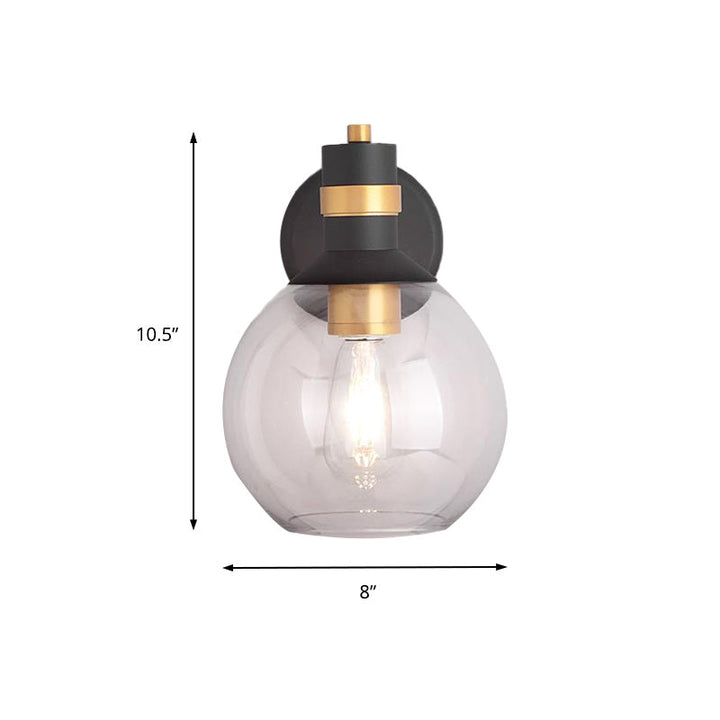Lisslune | Clear Glass Black Wall Lamp Lighting Cylinder/Half Circle/Rectangle 1-Light Industrial Light Fixture, 6"/8" Wide
