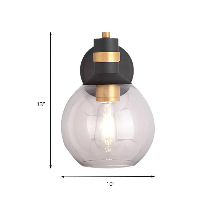 Lisslune | Clear Glass Black Wall Lamp Lighting Cylinder/Half Circle/Rectangle 1-Light Industrial Light Fixture, 6"/8" Wide