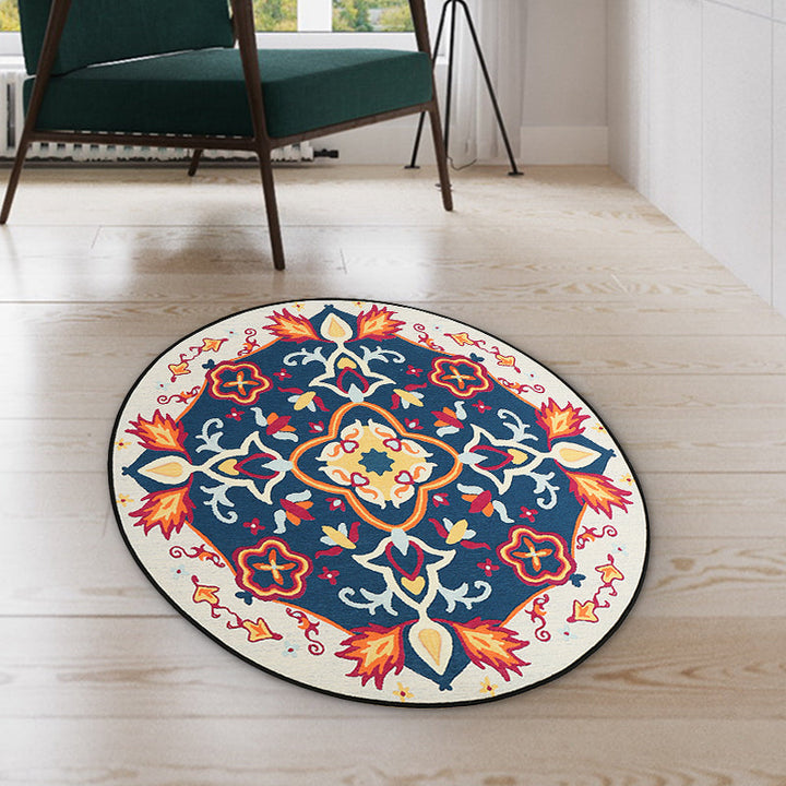 Lisslune | Red and blue bedroom rug southwestern tribal rug synthetic non-slip backing area rug