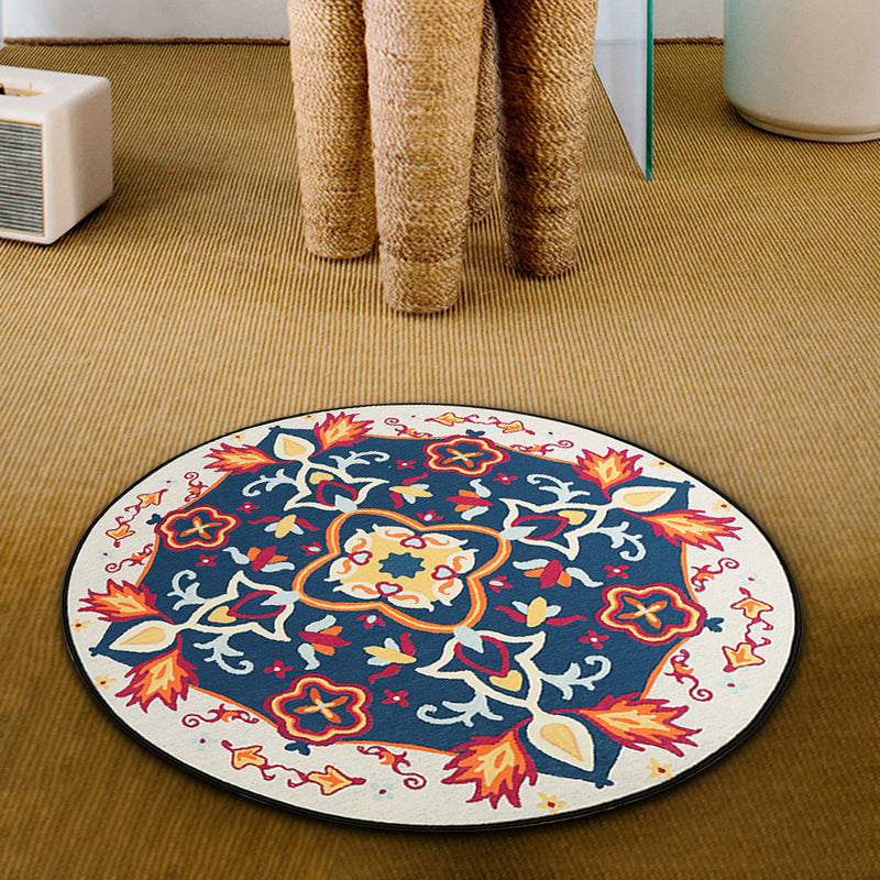 Lisslune | Red and blue bedroom rug southwestern tribal rug synthetic non-slip backing area rug