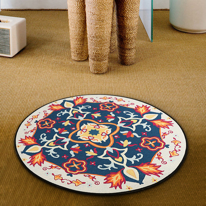 Lisslune | Red and blue bedroom rug southwestern tribal rug synthetic non-slip backing area rug