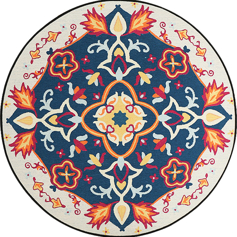 Lisslune | Red and blue bedroom rug southwestern tribal rug synthetic non-slip backing area rug