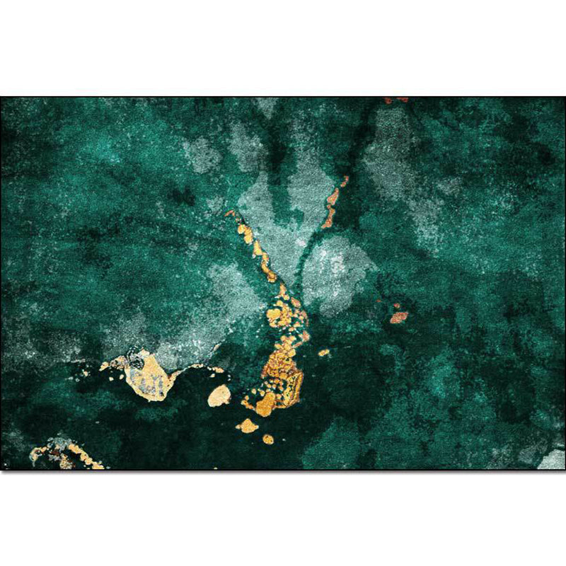 Lisslune | Modern living room rug in green abstract marble pattern rug polyester washable area rug